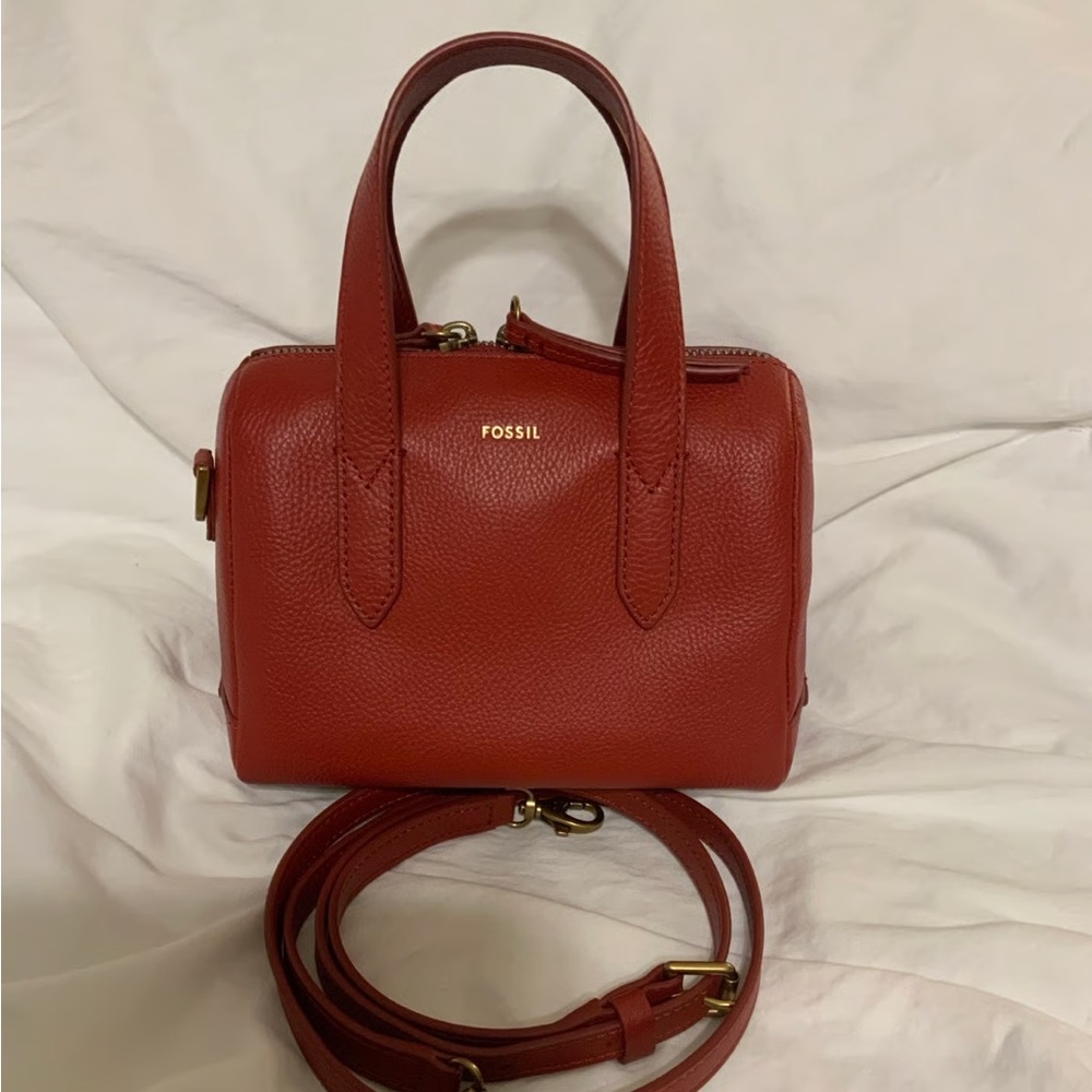 SOLD OUT MINI Fossil Red Leather Sydney Satchel